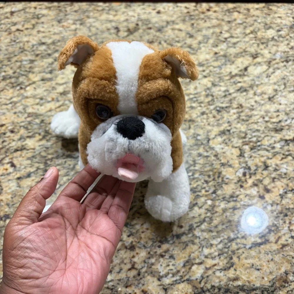 Build-A-Bear Workshop Brown White Bulldog Plush Stuffed Animal Standing 16 Inch